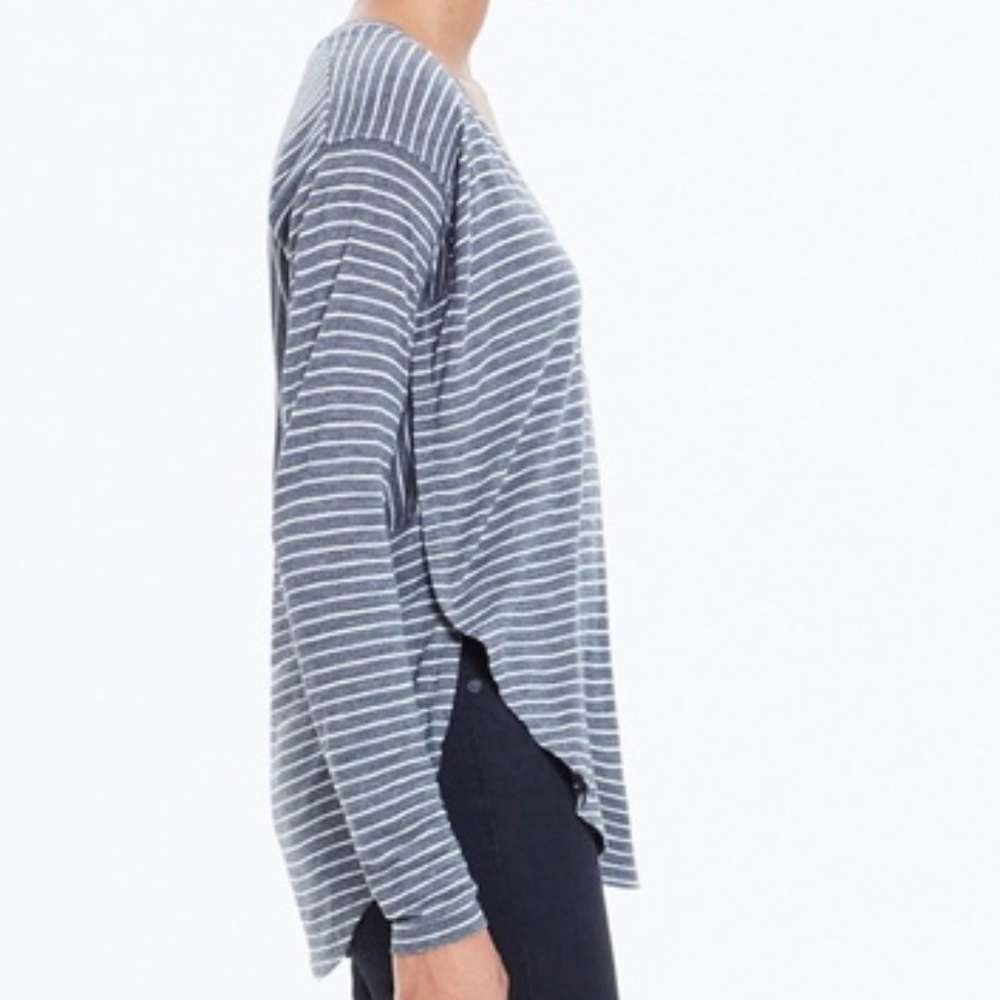 Madewell S Anthem long sleeve v-neck striped tee costal travel beach resort